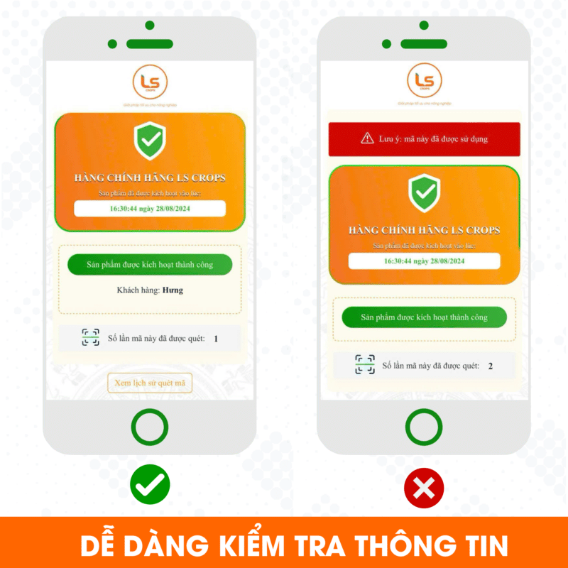 dễ dàng kiểm tra thông tin khi quét mã QR trên tem chống hàng giả ls